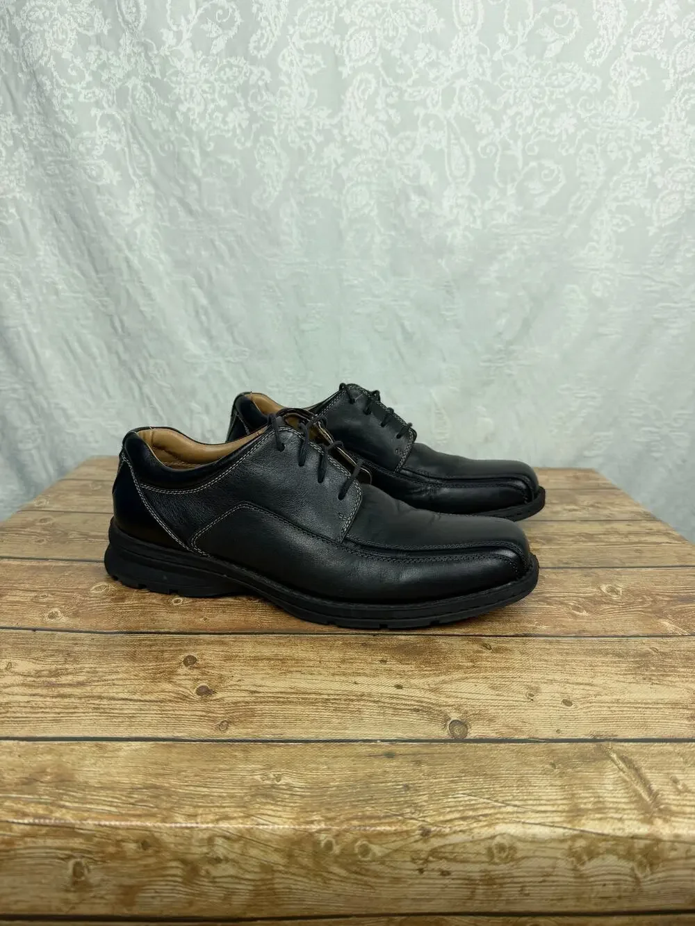 Dockers Men’s Black Leather Oxford Dress Shoes Lace Up Casual Work Shoes 10.5